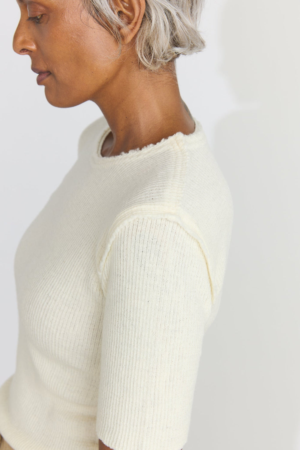 Brita Ribbed T-Shirt in White