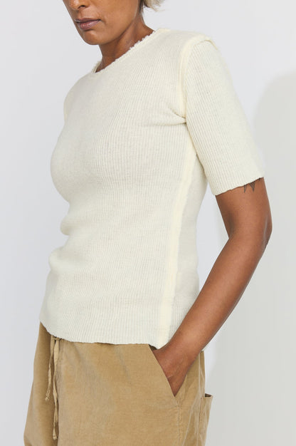 Brita Ribbed T-Shirt in White
