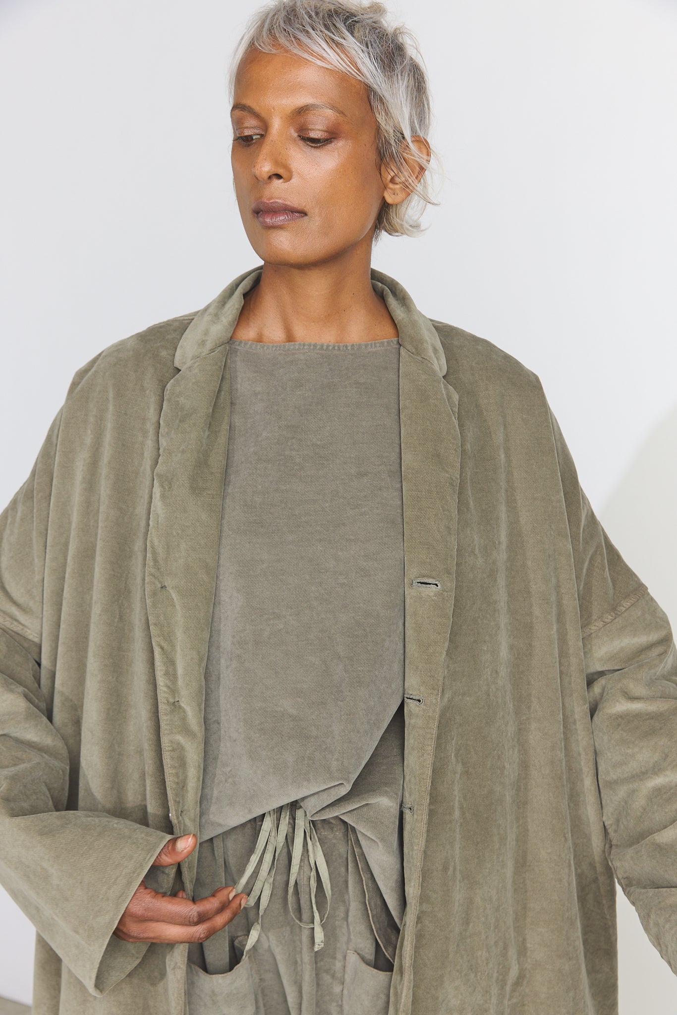 Belted Loose Coat V - Taupe