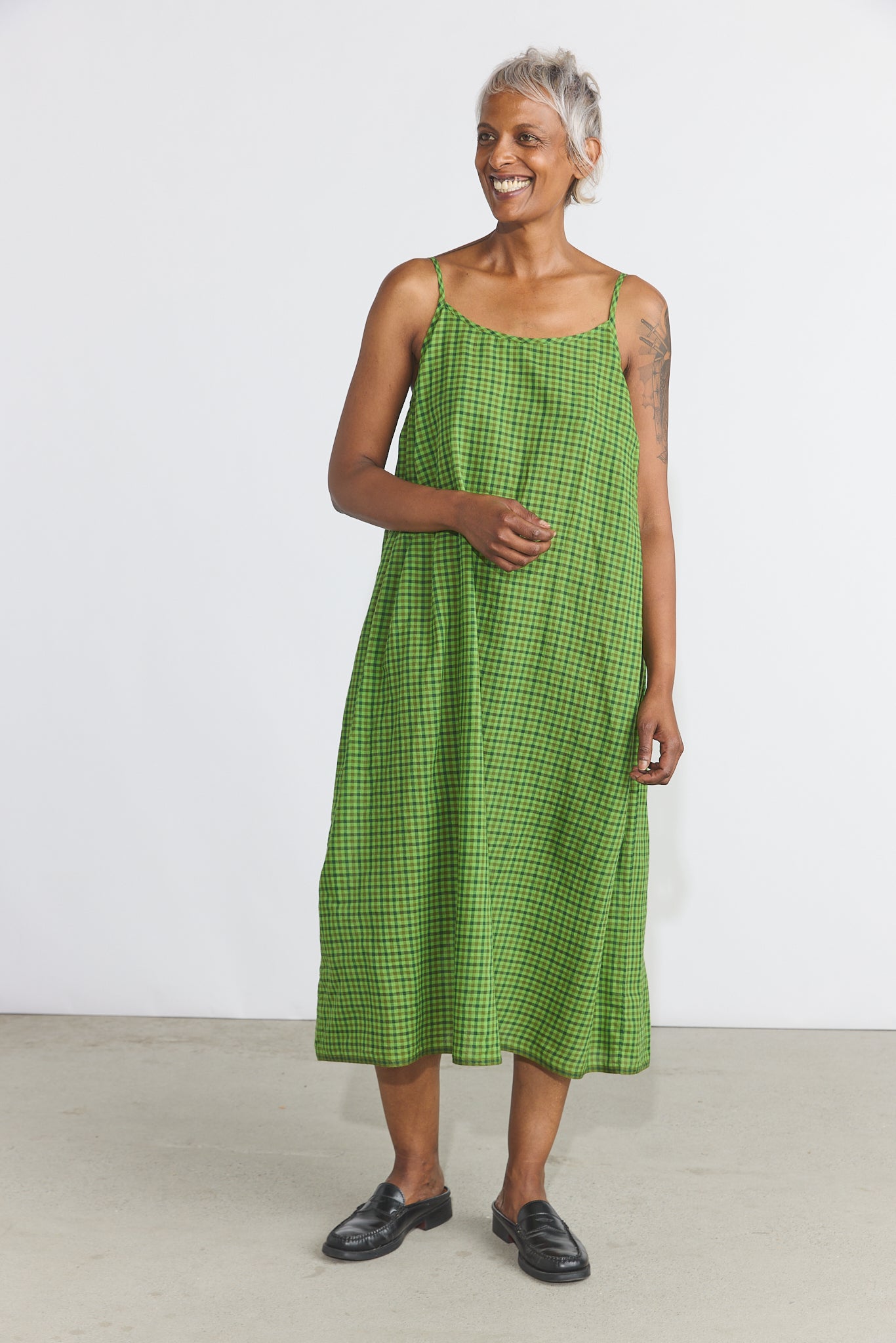 Lily Slip Dress - Green Checks