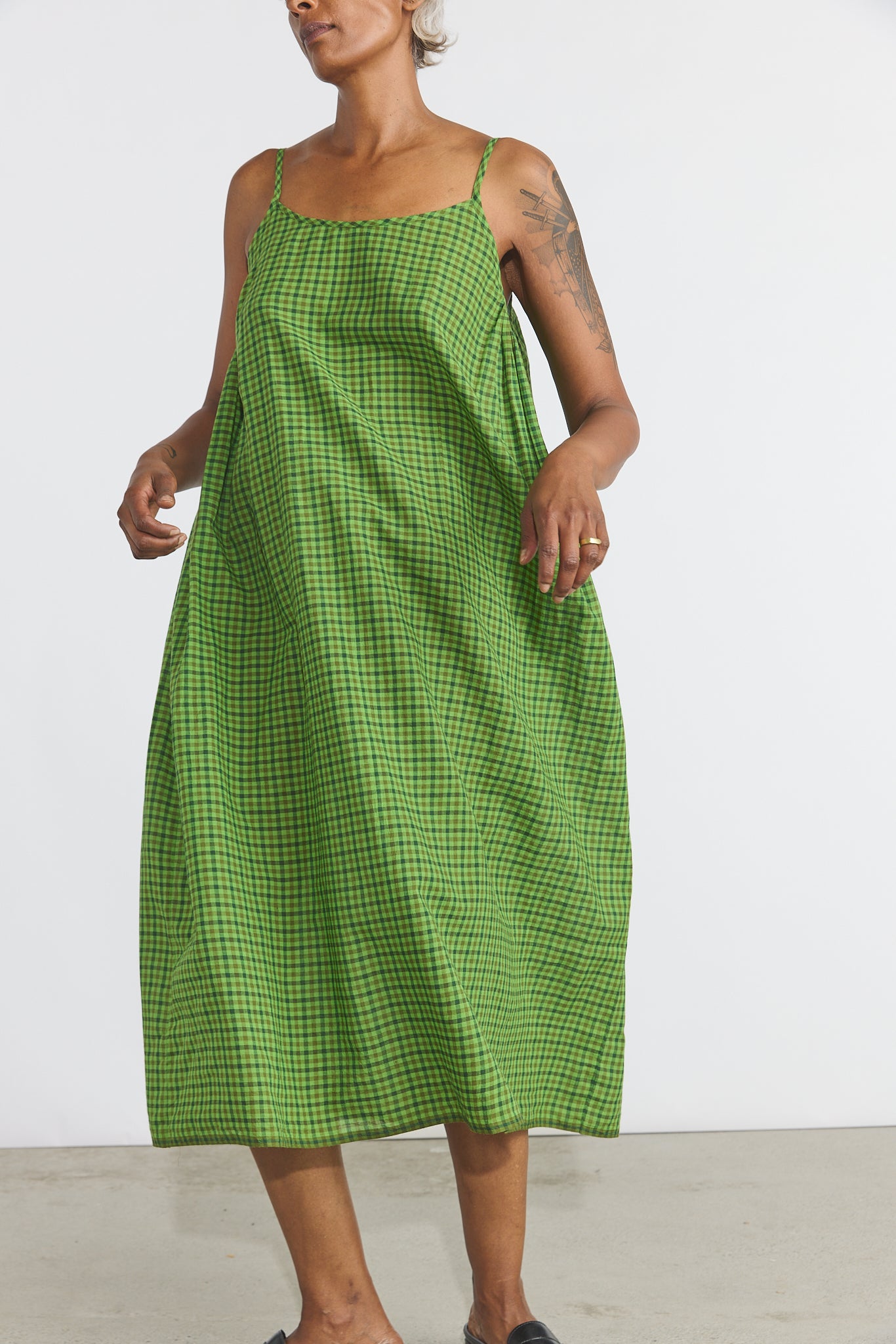 Lily Slip Dress - Green Checks