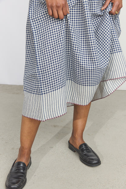 Lily Slip Dress - Indigo Checks