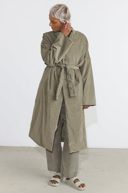 Belted Loose Coat V - Taupe
