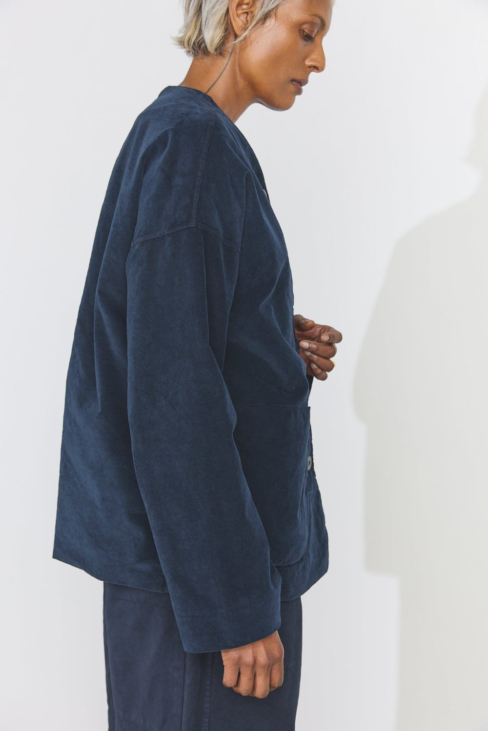Velvet Loose Jacket - Navy
