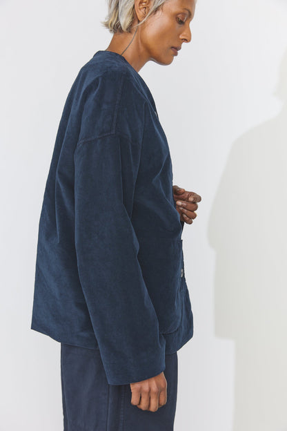 Velvet Loose Jacket - Navy