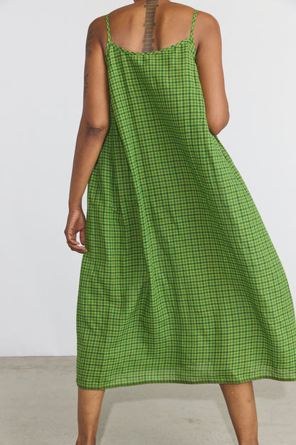 Lily Slip Dress - Green Checks