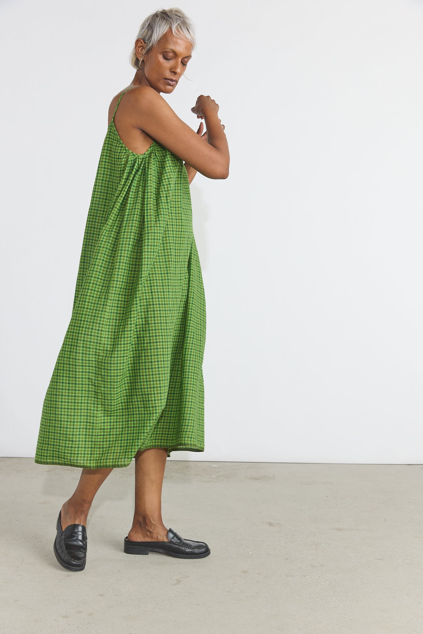 Lily Slip Dress - Green Checks