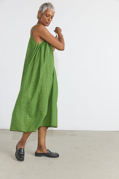 Lily Slip Dress - Green Checks