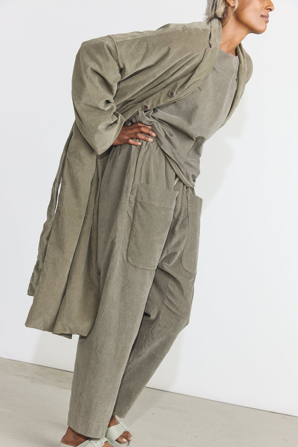Belted Loose Coat V - Taupe