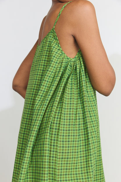 Lily Slip Dress - Green Checks