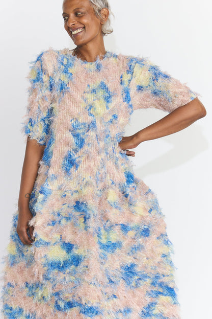 Knox Pleated Furry Dress - Blush Ingrid