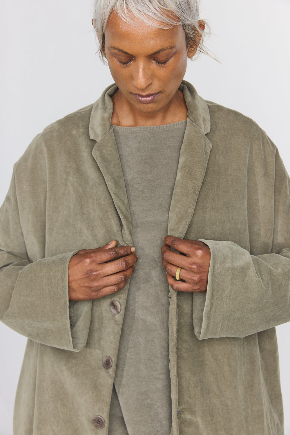 Belted Loose Coat V - Taupe