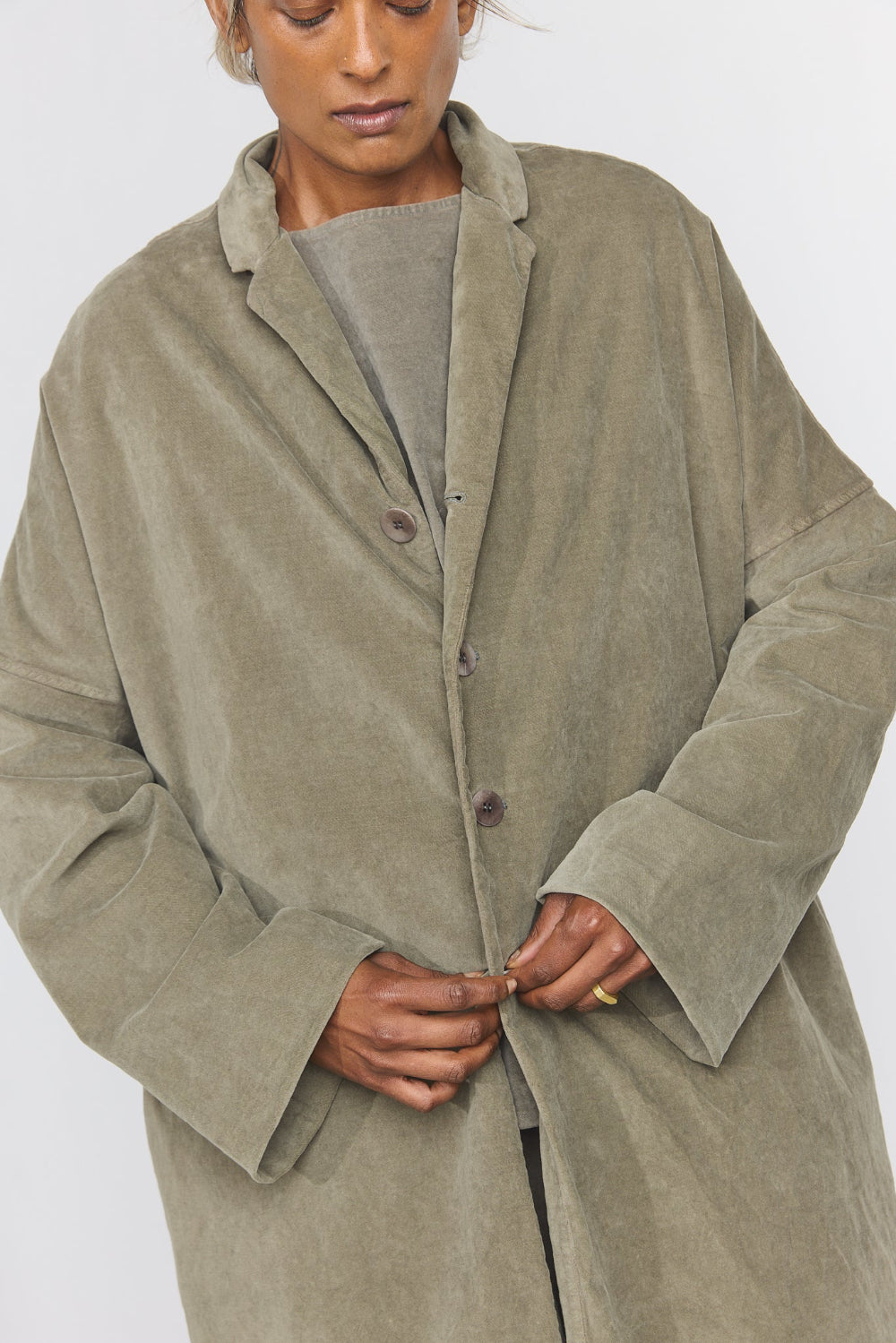 Belted Loose Coat V - Taupe