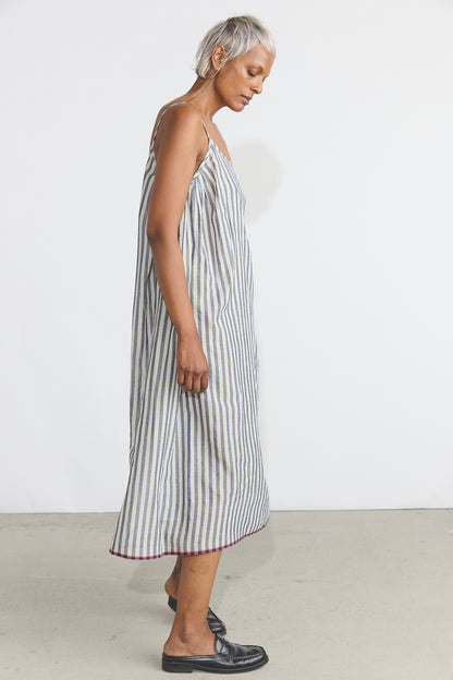 Lily Slip Dress - Grey/White Stripes