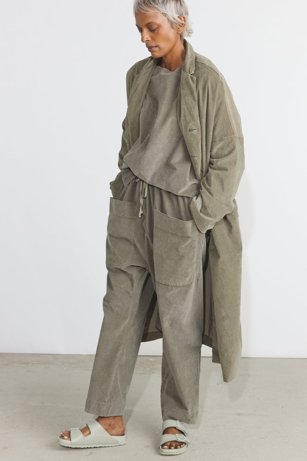 Belted Loose Coat V - Taupe