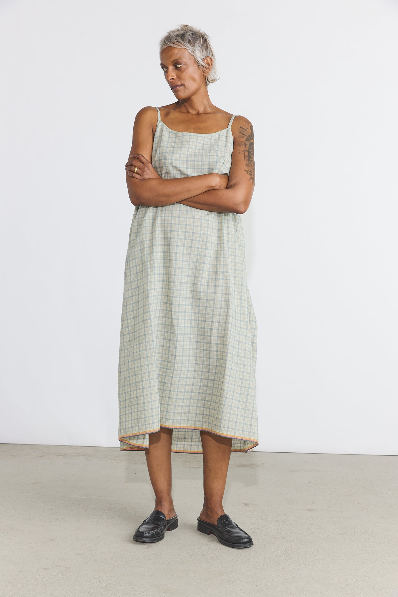 Lily Slip Dress - Blue Checks
