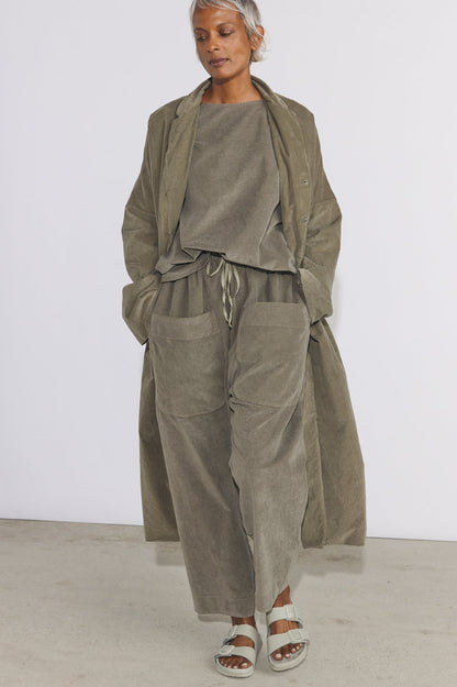 Belted Loose Coat V - Taupe