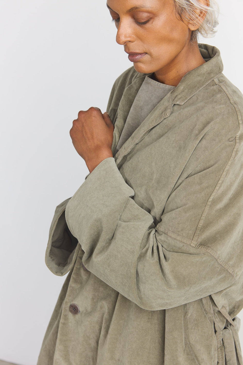 Belted Loose Coat V - Taupe