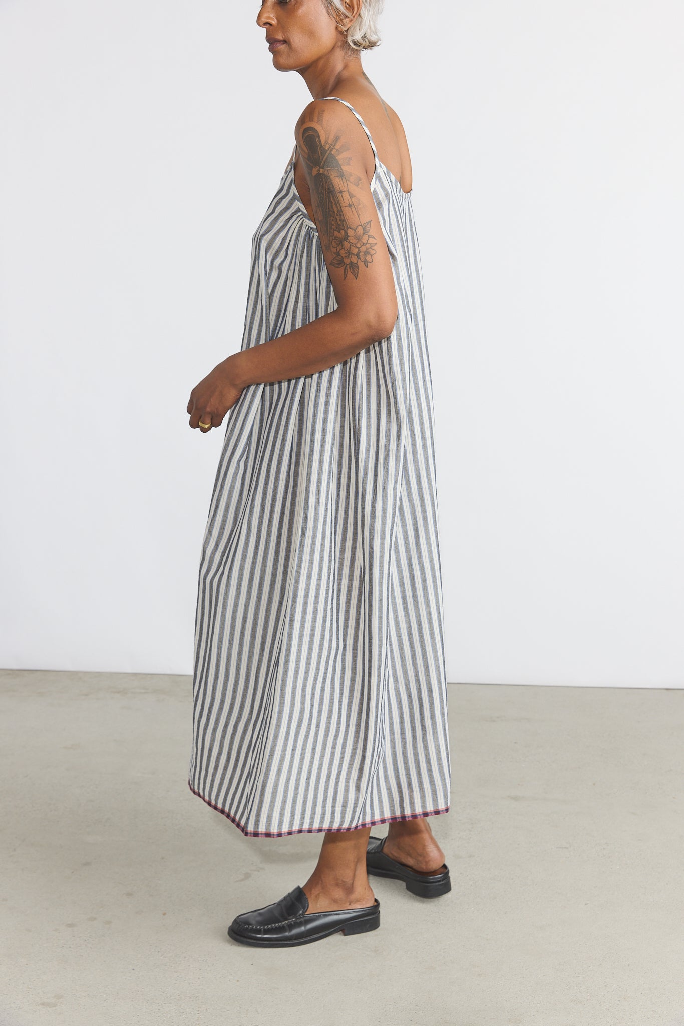 Lily Slip Dress - Grey/White Stripes