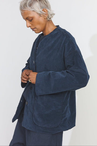 Velvet Loose Jacket - Navy