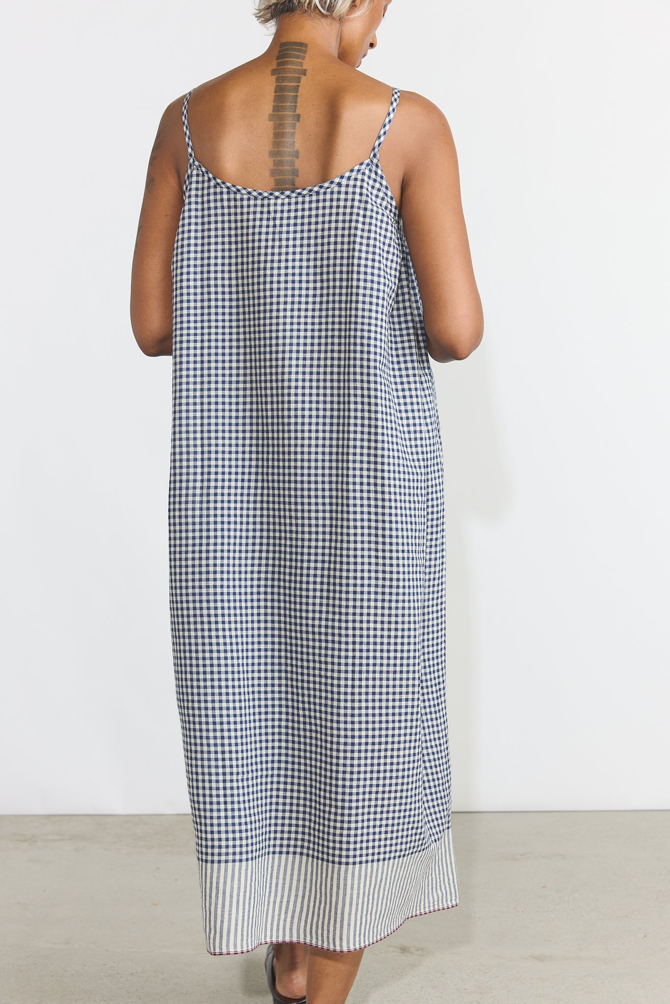 Lily Slip Dress - Indigo Checks