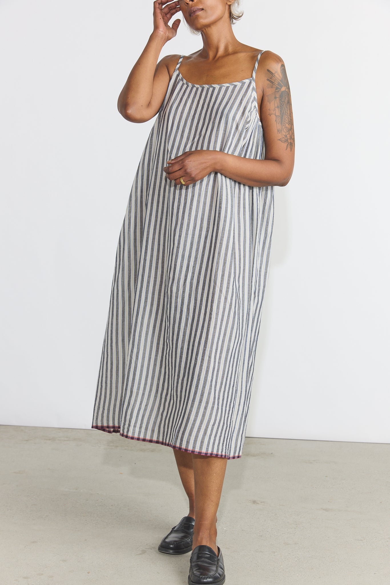 Lily Slip Dress - Grey/White Stripes