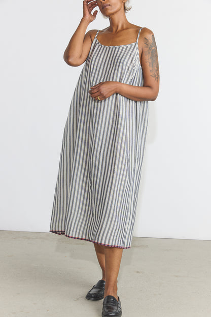 Lily Slip Dress - Grey/White Stripes