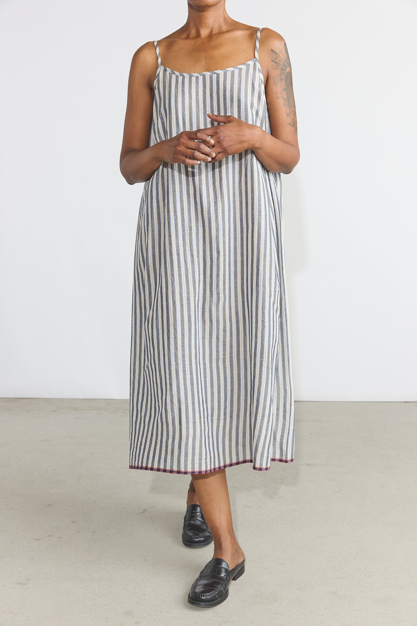 Lily Slip Dress - Grey/White Stripes