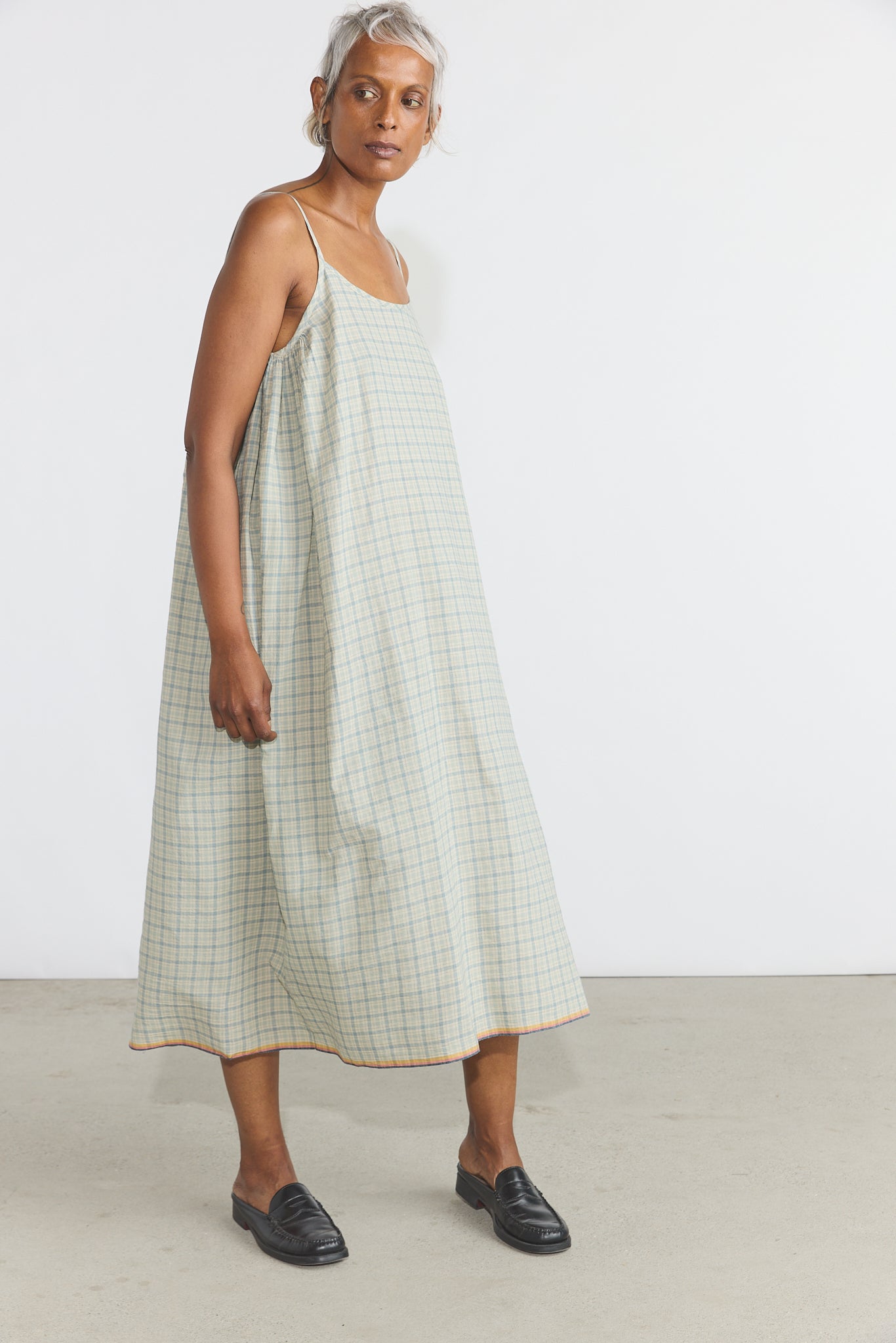Lily Slip Dress - Blue Checks