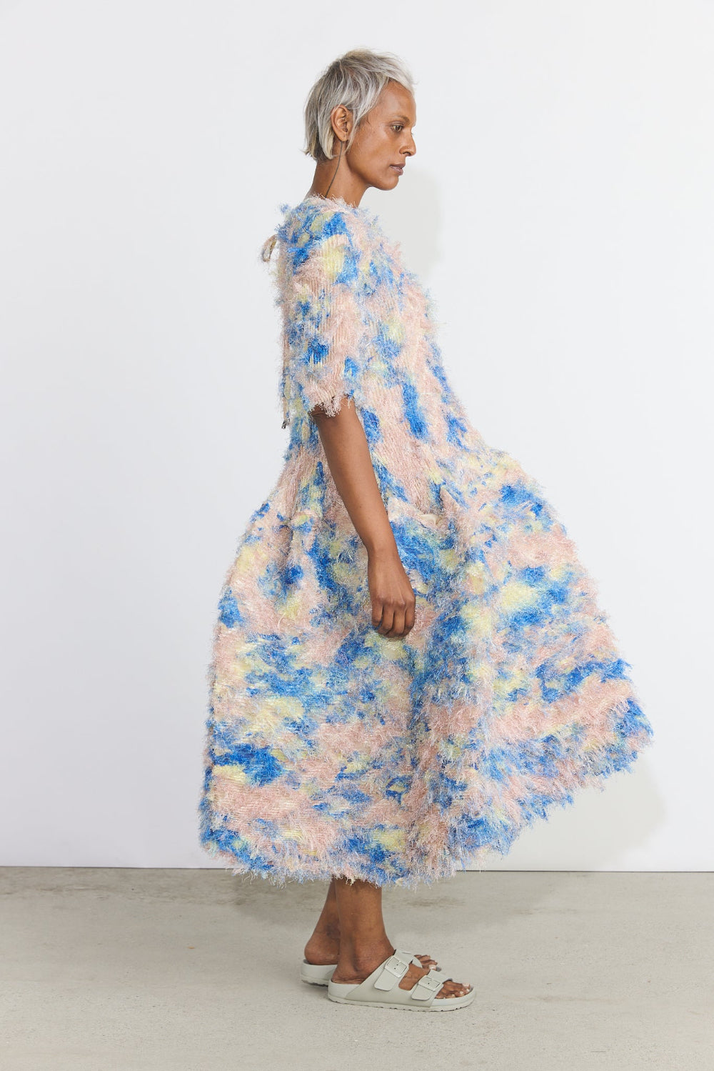 Knox Pleated Furry Dress - Blush Ingrid