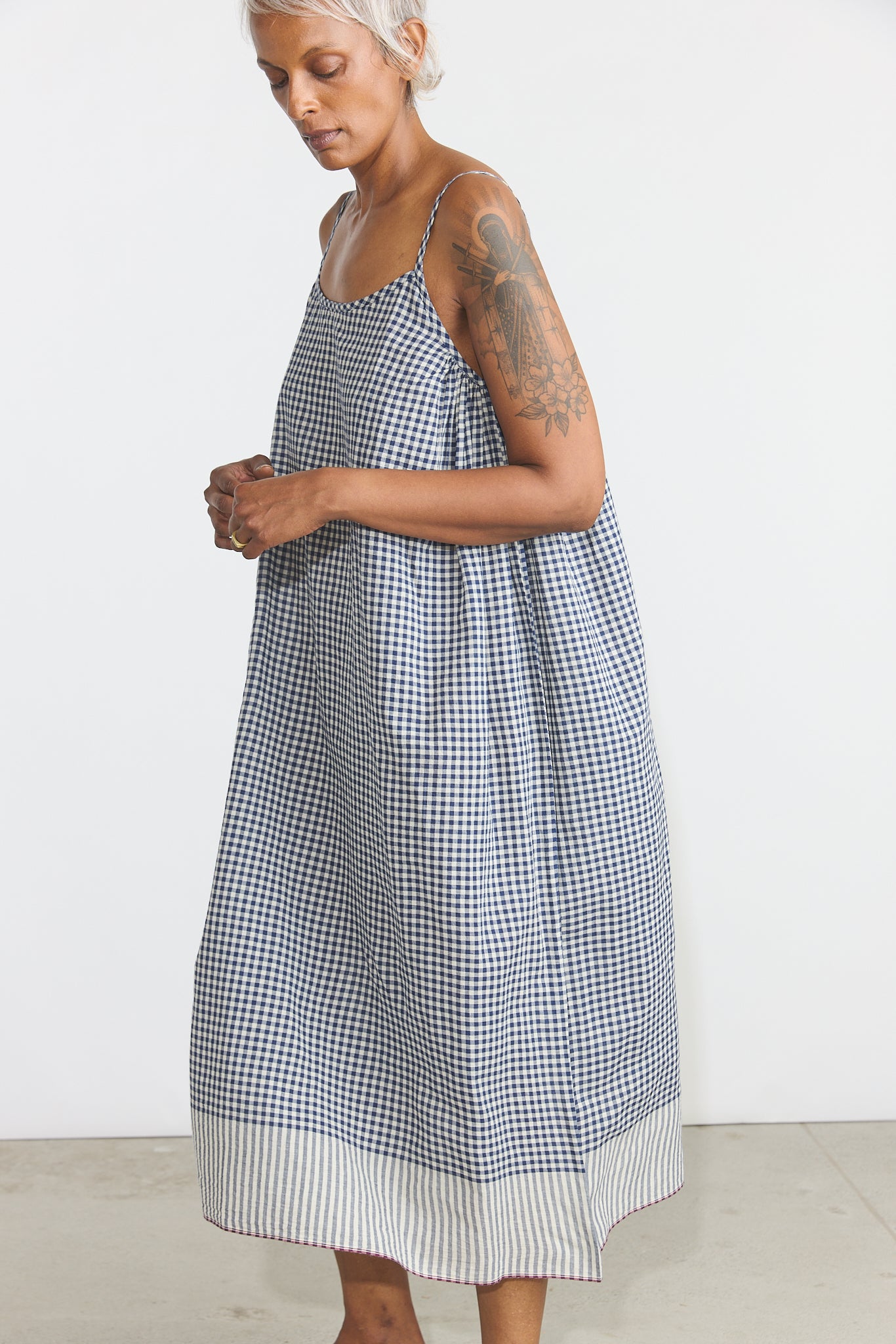 Lily Slip Dress - Indigo Checks
