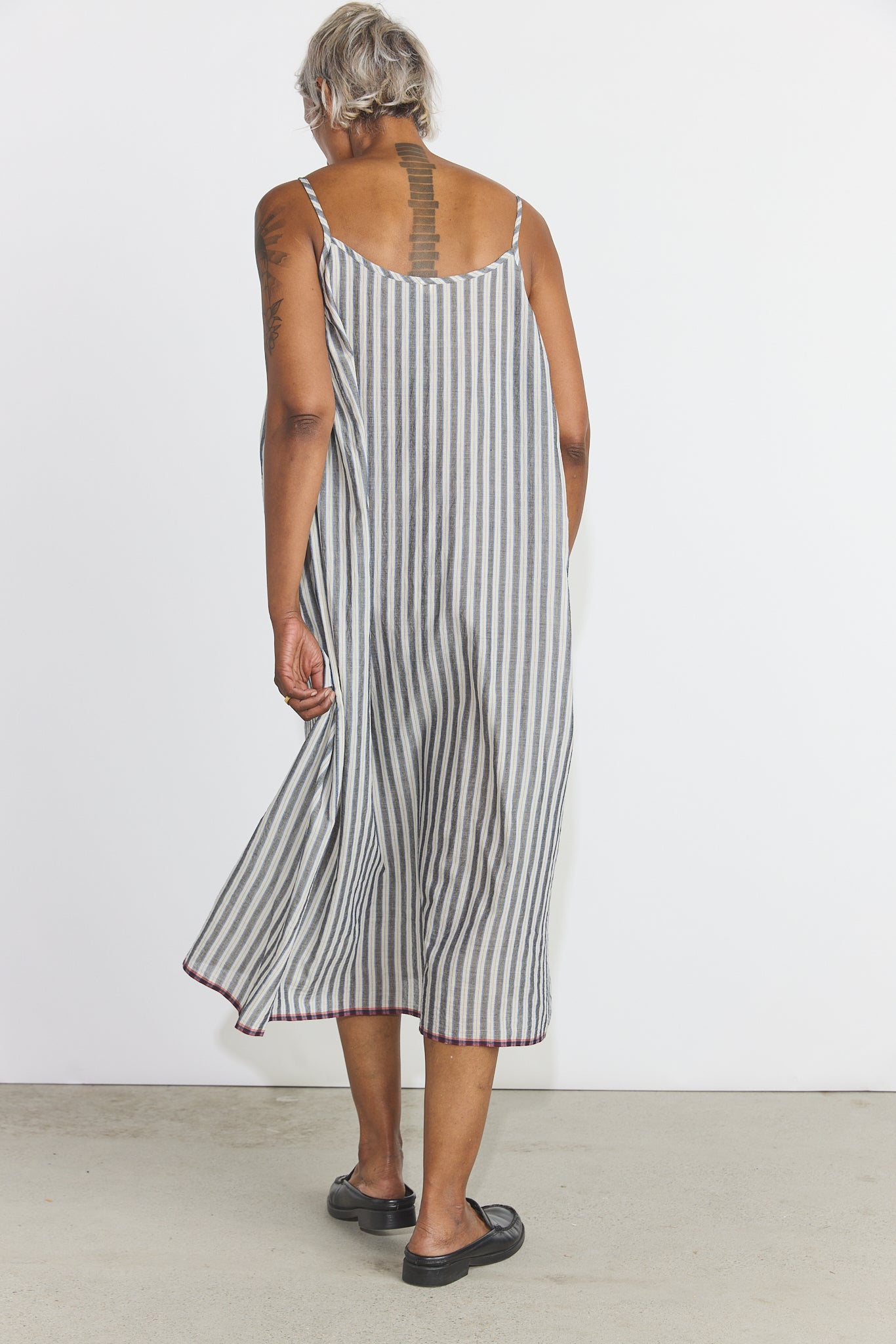 Lily Slip Dress - Grey/White Stripes