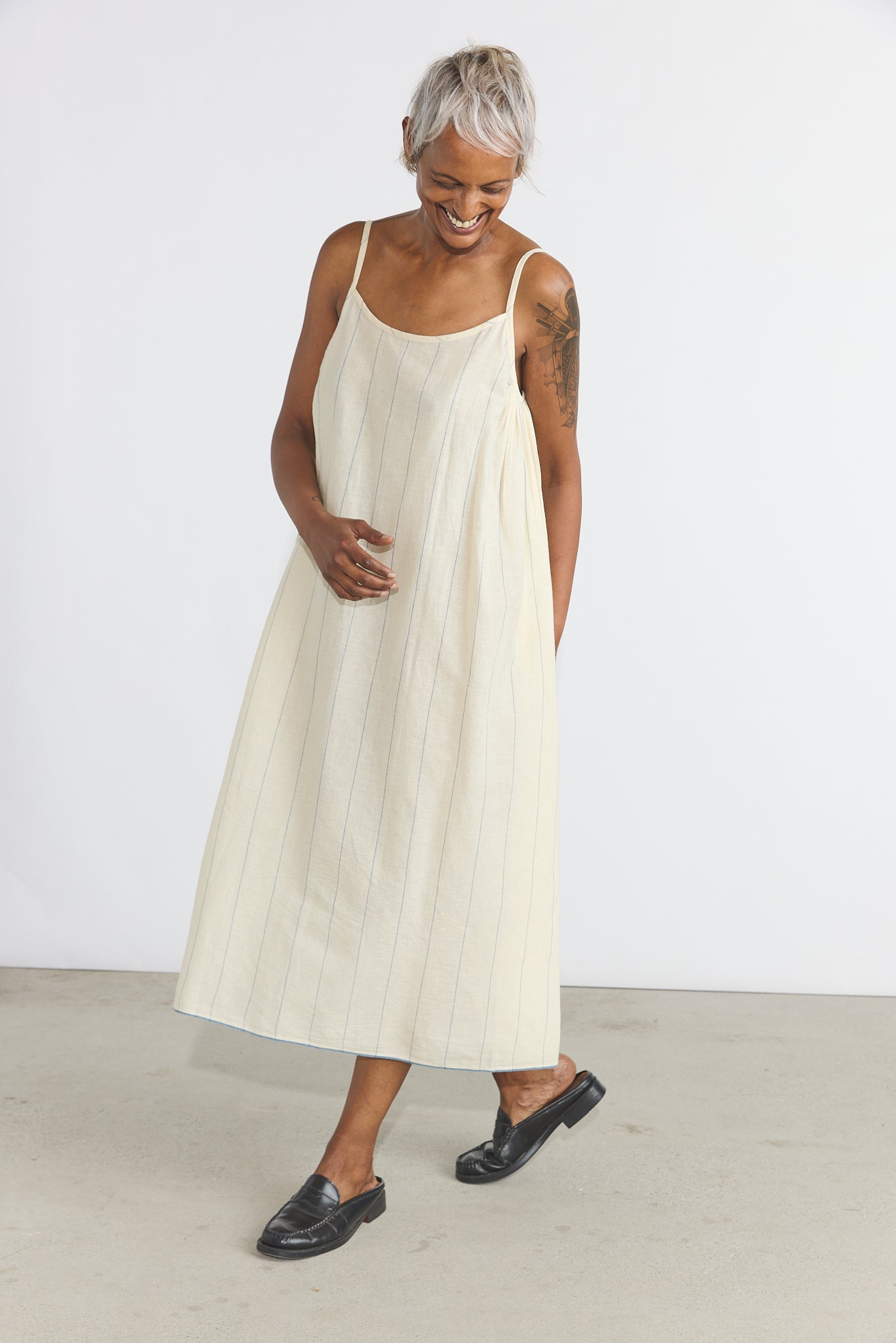Lily Slip Dress - Blue/White Stripes