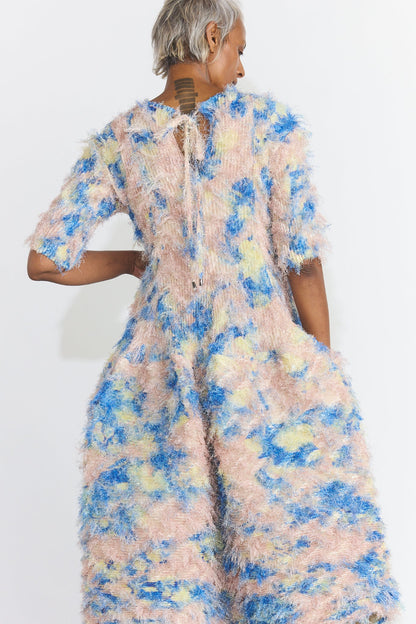 Knox Pleated Furry Dress - Blush Ingrid