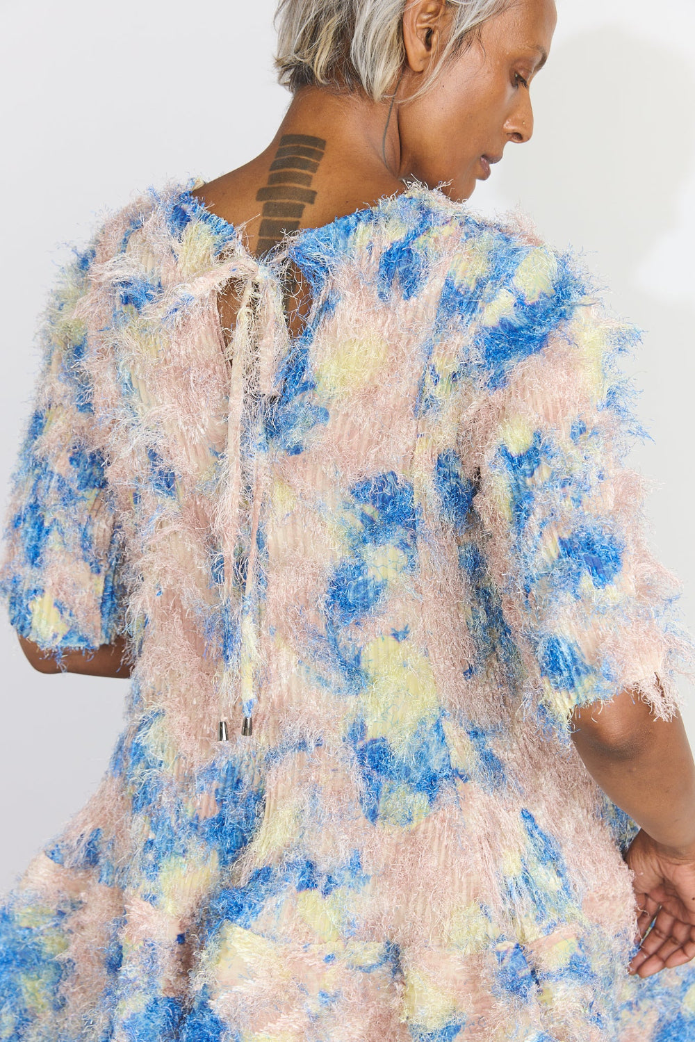 Knox Pleated Furry Dress - Blush Ingrid