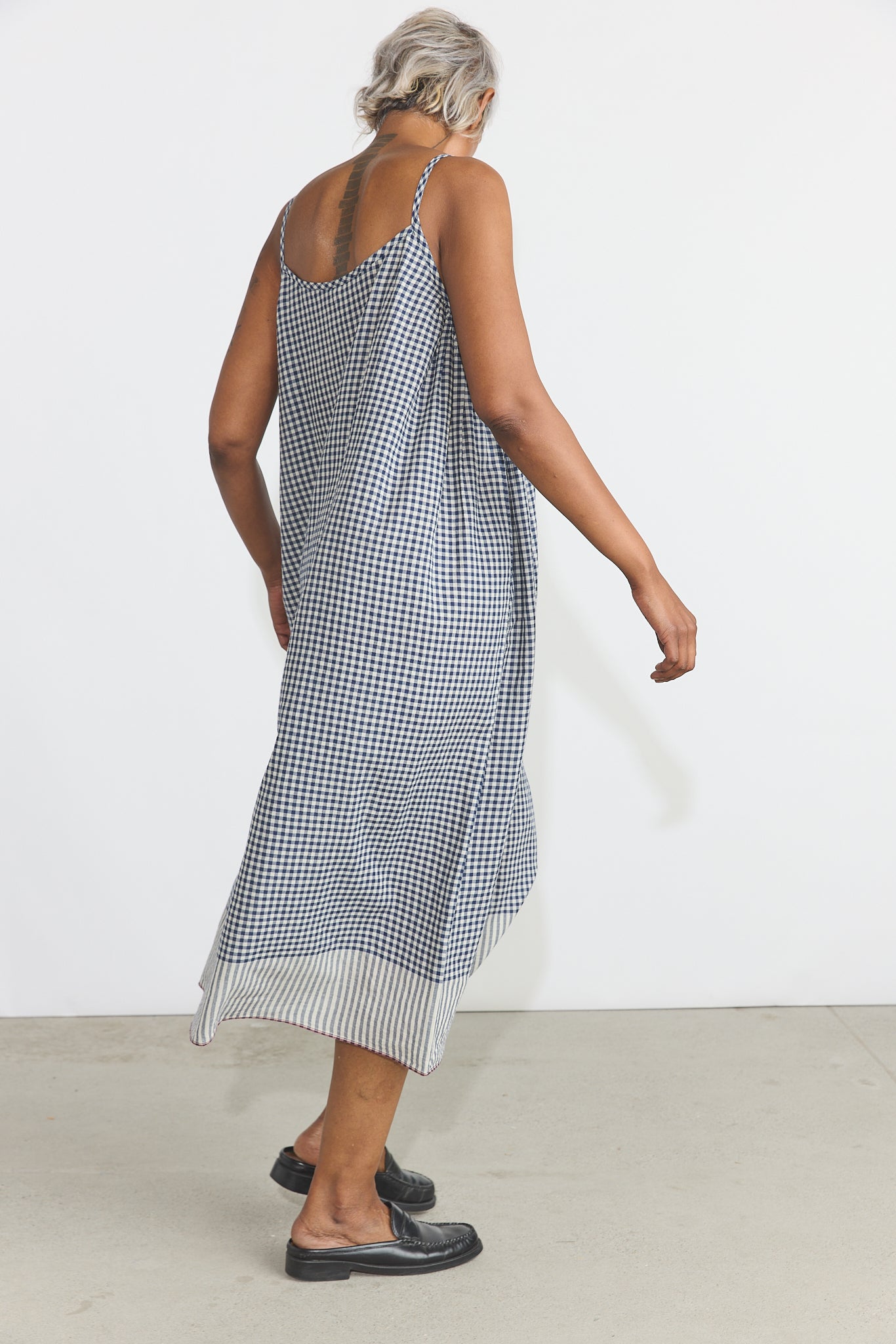 Lily Slip Dress - Indigo Checks