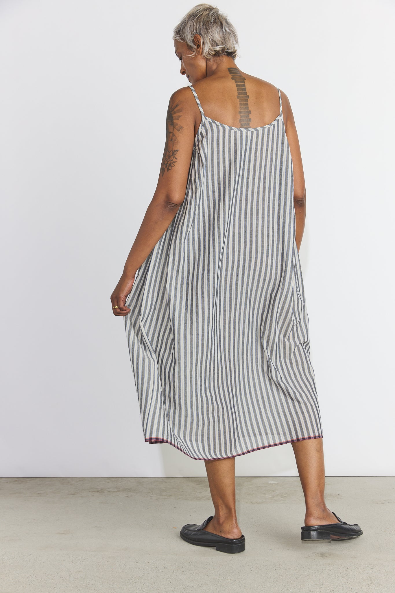 Lily Slip Dress - Grey/White Stripes