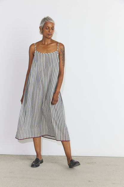 Lily Slip Dress - Grey/White Stripes