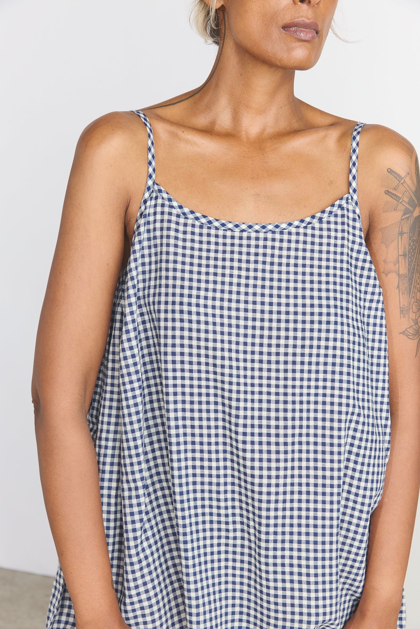 Lily Slip Dress - Indigo Checks