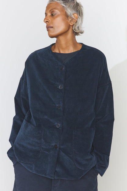 Velvet Loose Jacket - Navy