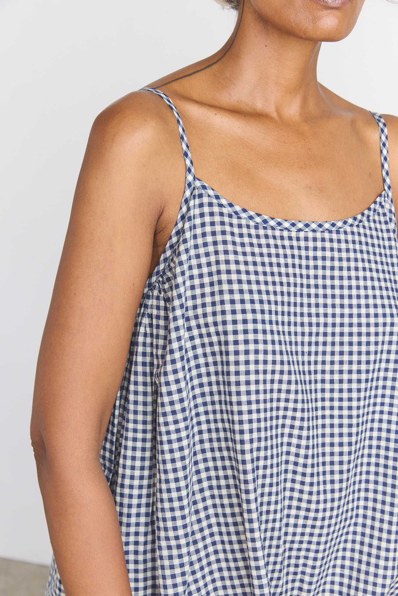 Lily Slip Dress - Indigo Checks