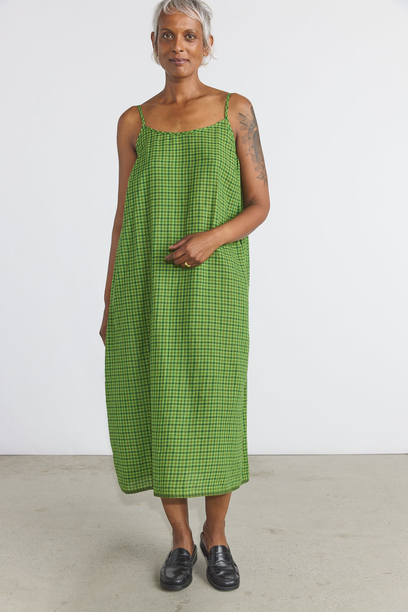 Lily Slip Dress - Green Checks