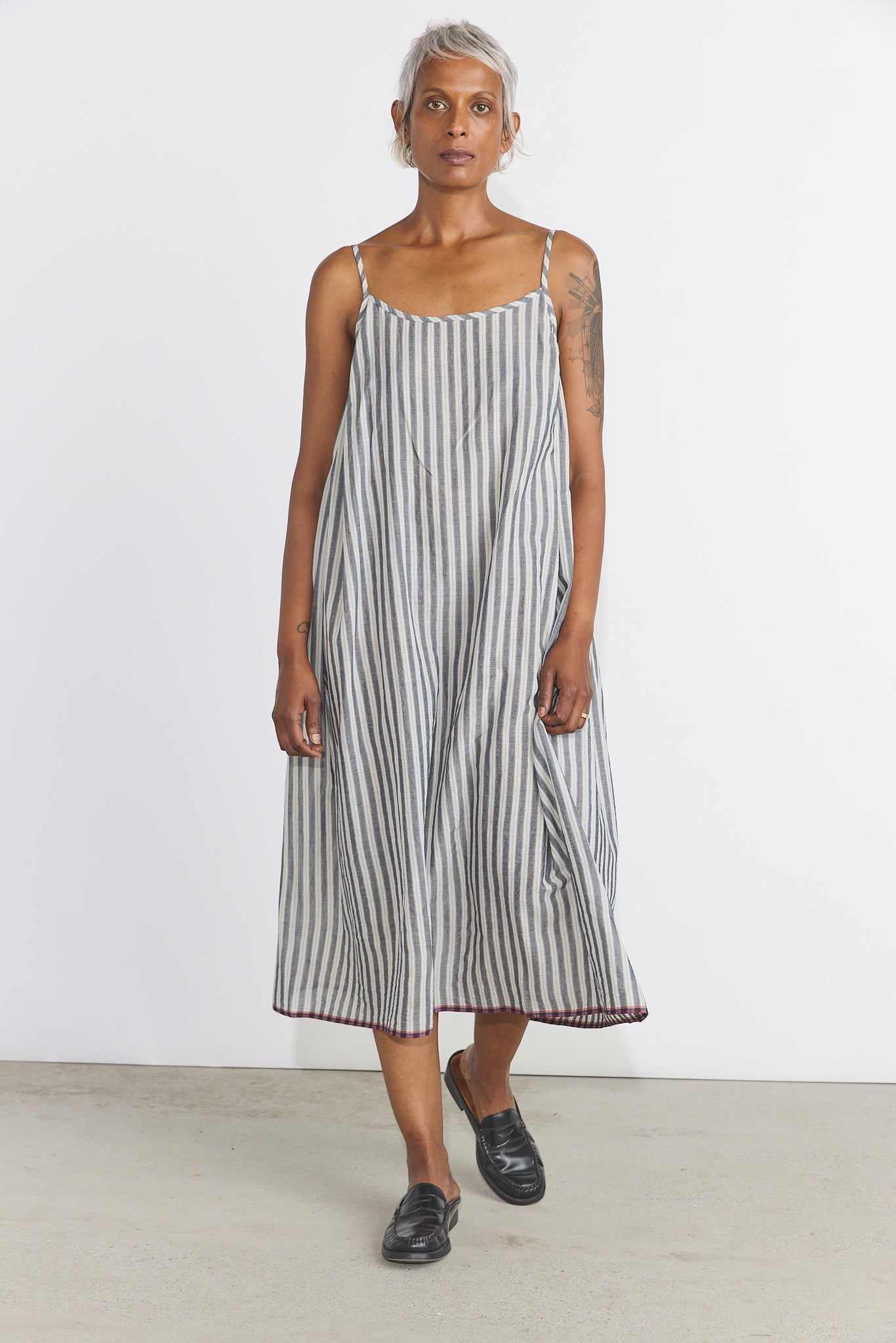 Lily Slip Dress - Grey/White Stripes