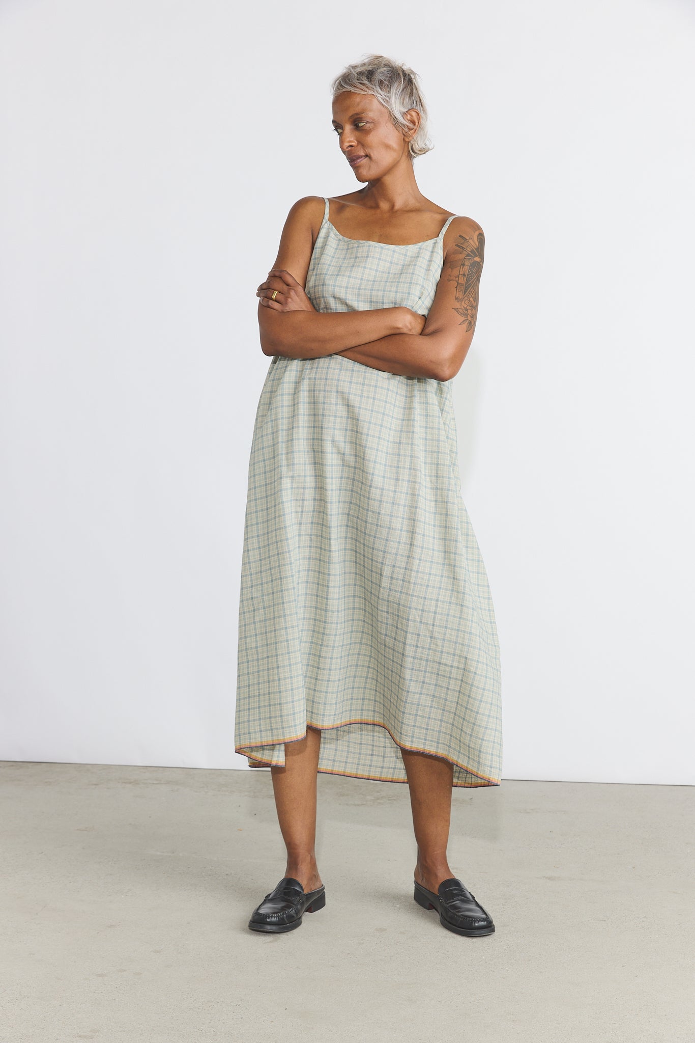Lily Slip Dress - Blue Checks