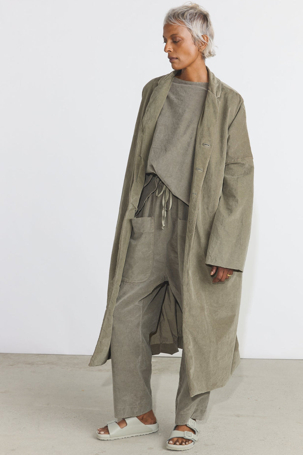 Belted Loose Coat V - Taupe