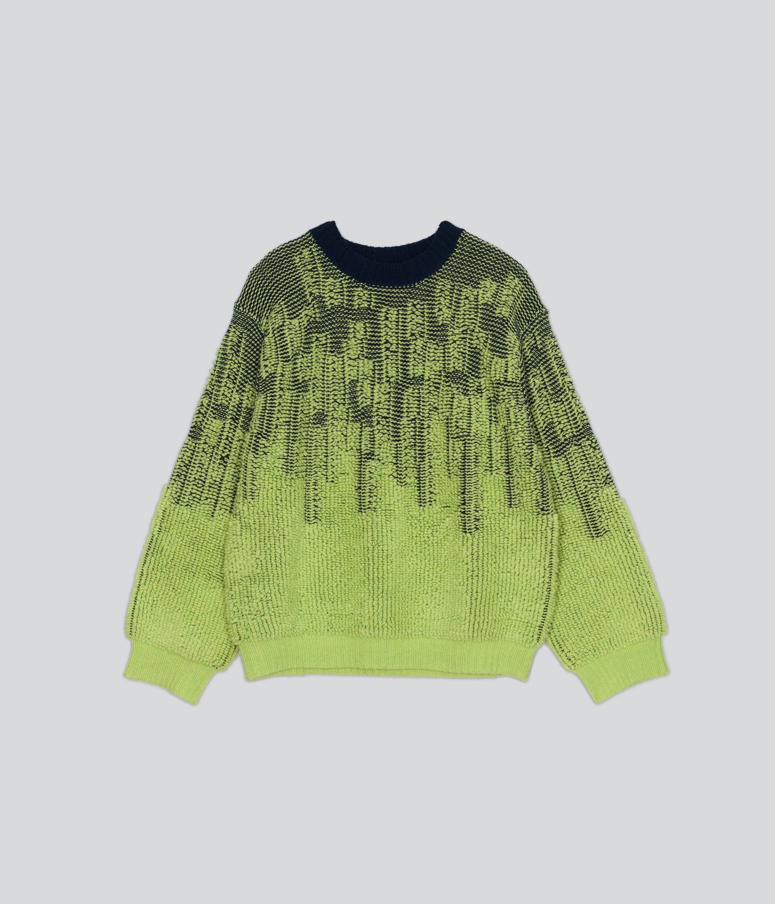 Pile Jacquard Sweater in Wasabi x Navy