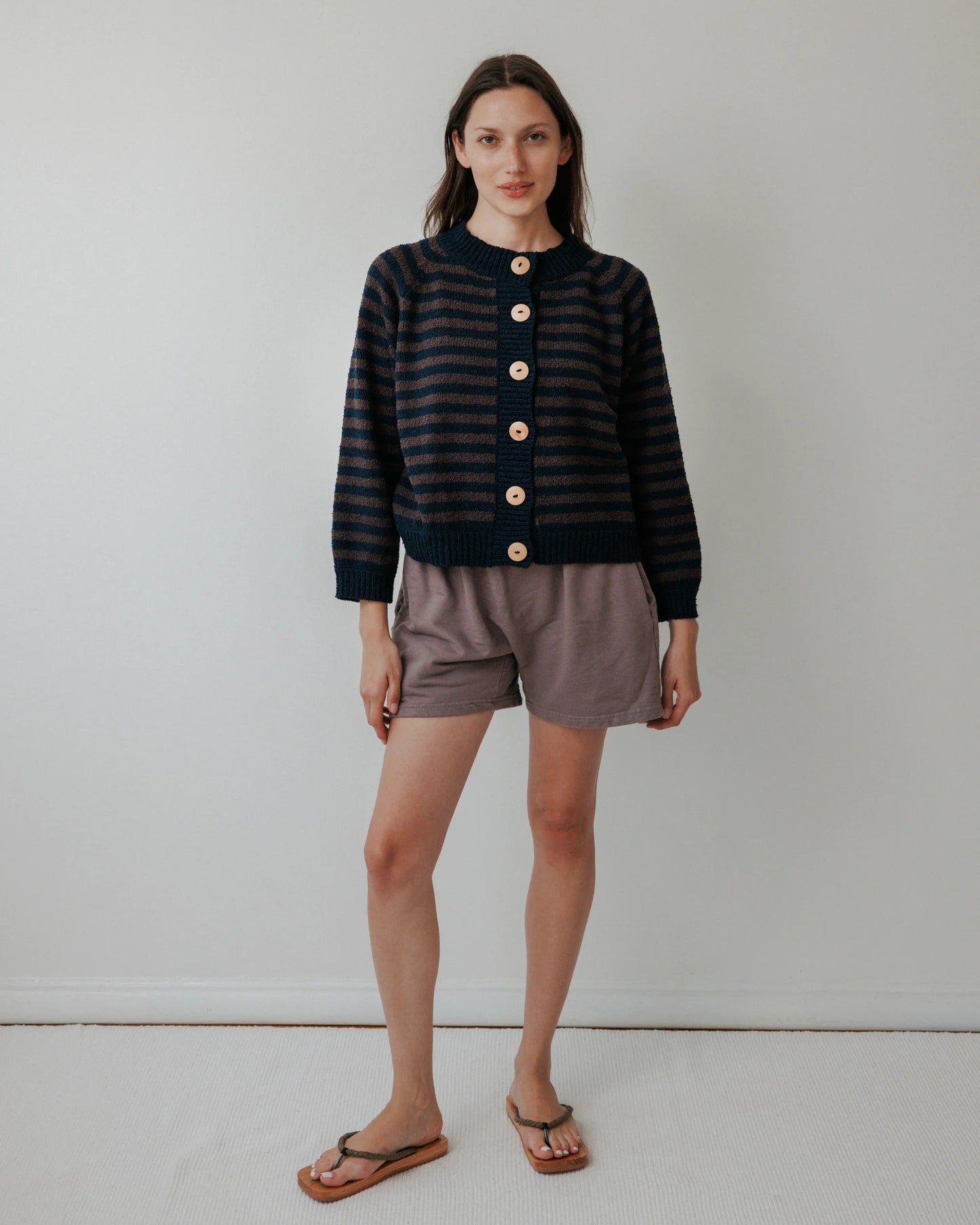 Striped Bomber in Navy & Plum