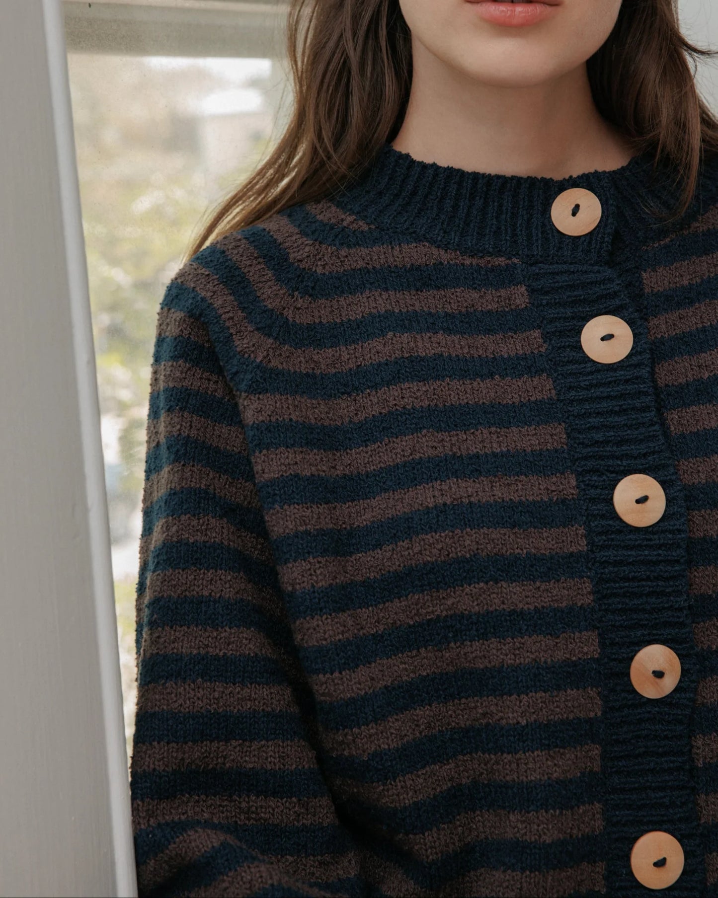Striped Bomber in Navy & Plum