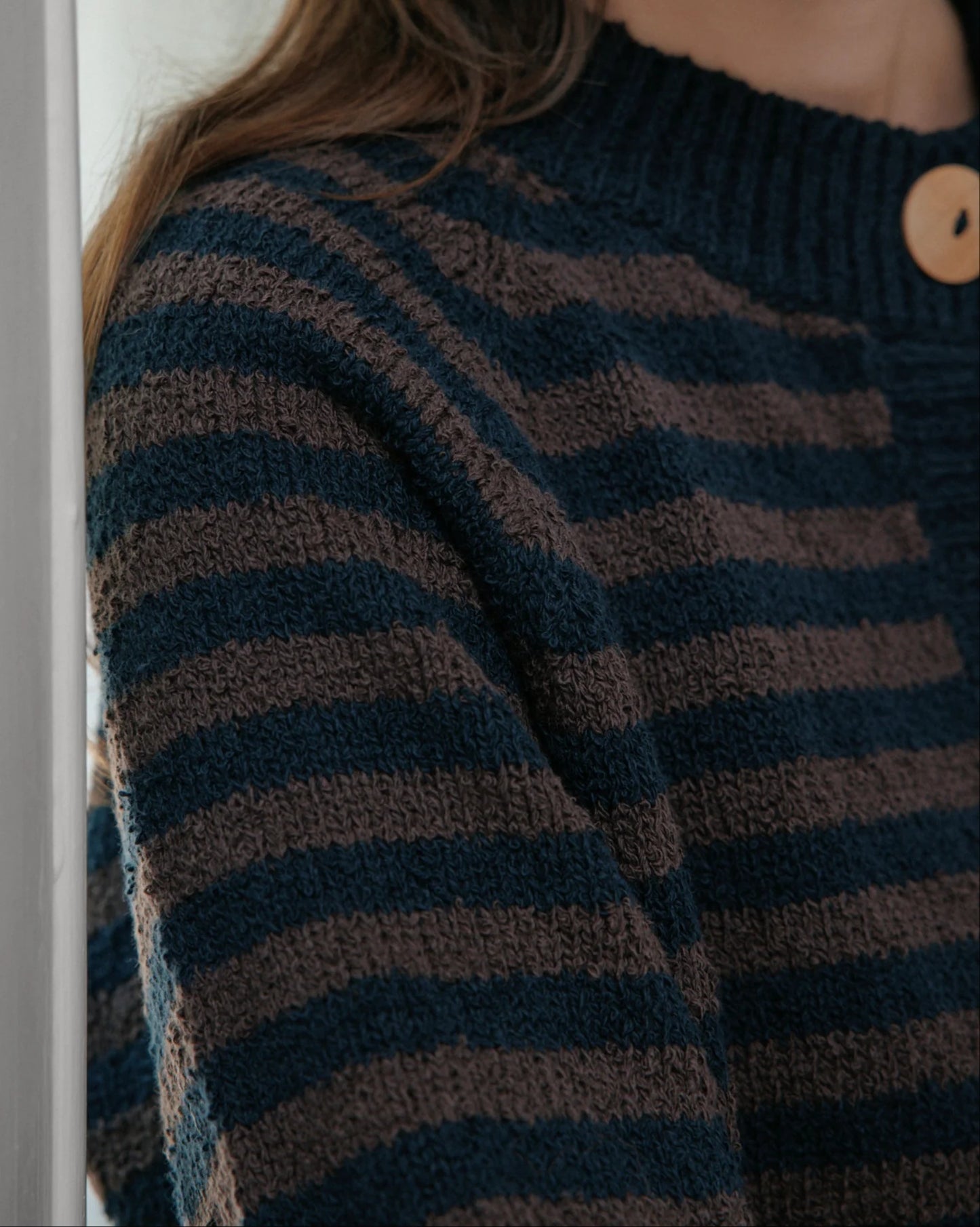 Striped Bomber in Navy & Plum