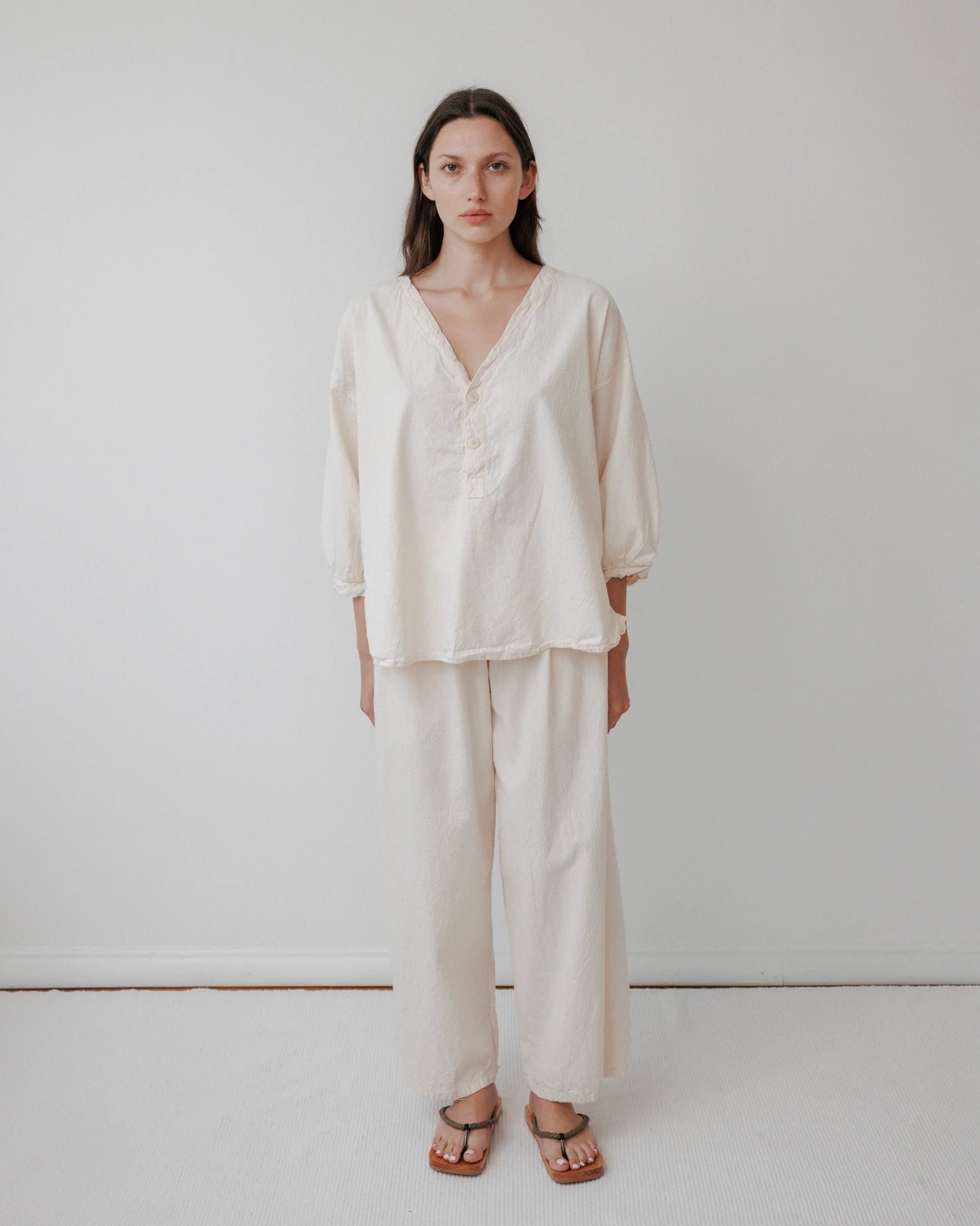 Wide Trouser in Natural
